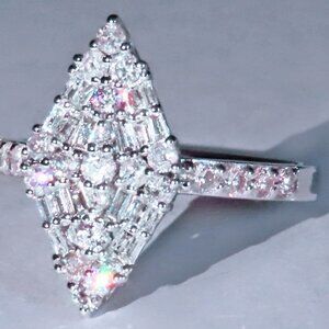 💥 Trendy Rhombus Flower Rectangle Gemstone Zircon Rings for Women, PD158